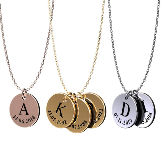 Denise - Engravable Disc Necklace, Personalized, Elegant Pendant