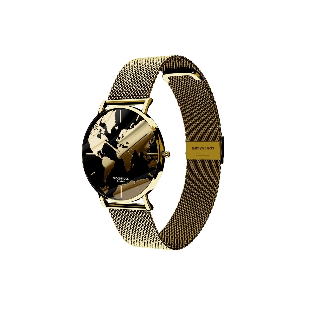 Noel – Men's Waterproof Gold Watch with World Map Dial