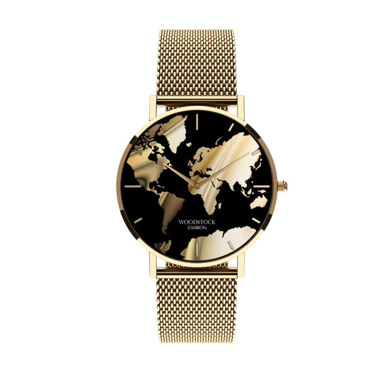 Noel – Men's Waterproof Gold Watch with World Map Dial