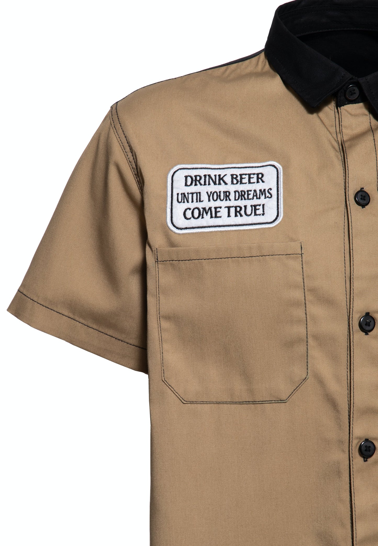 Jeffrey – Men's Short Sleeve Workwear Shirt with Beer Motif