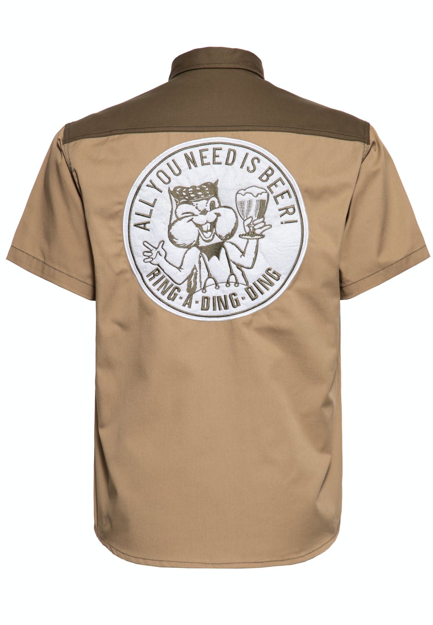 Jeffrey – Men's Short Sleeve Workwear Shirt with Beer Motif