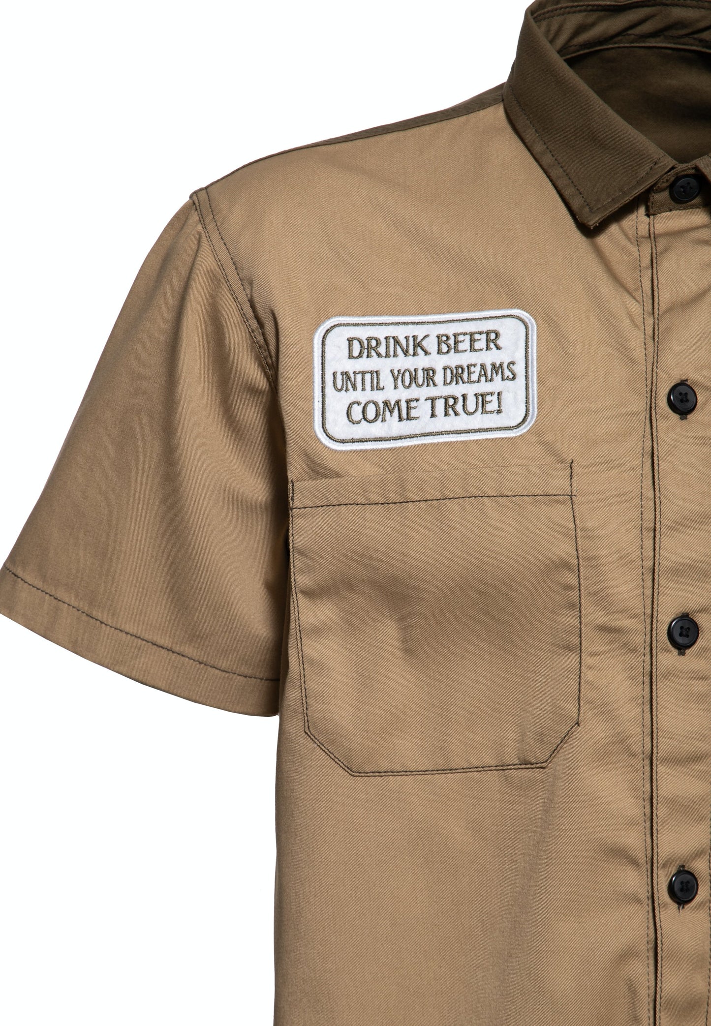 Jeffrey – Men's Short Sleeve Workwear Shirt with Beer Motif